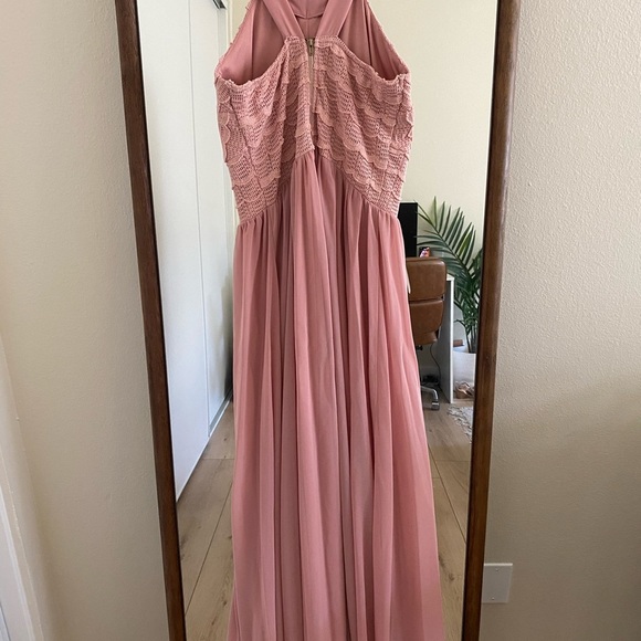 Soieblu Pink Ruched Halter Maxi Gown - Picture 2 of 5